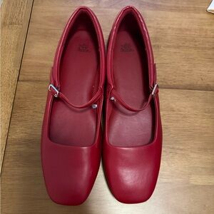 Wild Fable Red Mary Jane Ballet Flats With Memory Foam Insoles Size 8.5 EUC